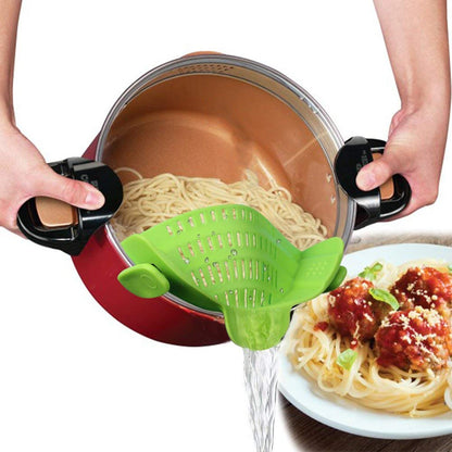Universal Silicone Clip-On Pot and Pan Strainer by HitMyNeed