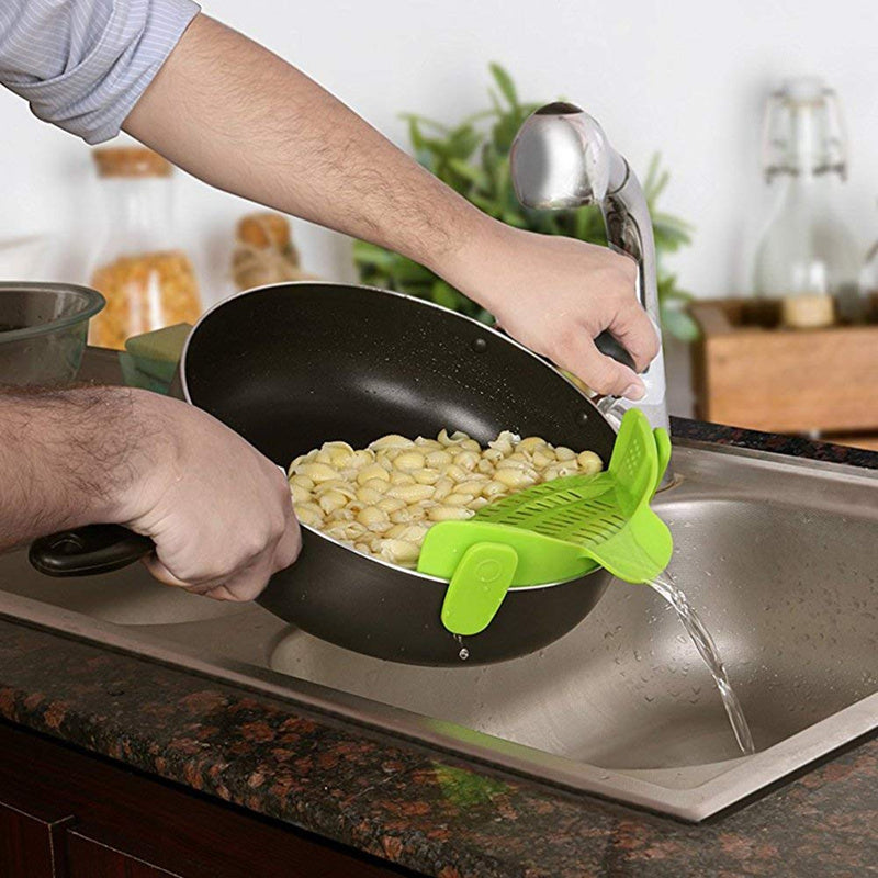 Universal Silicone Clip-On Pot and Pan Strainer by HitMyNeed