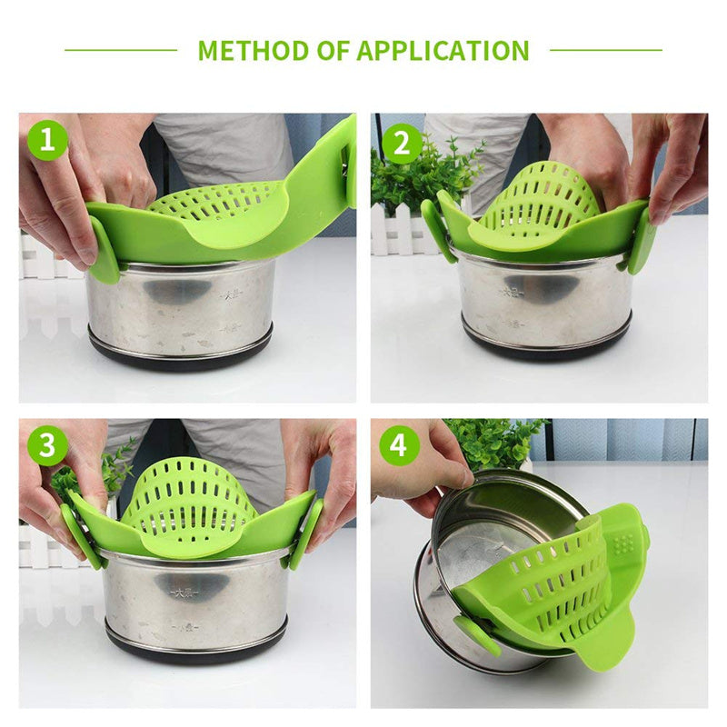 Universal Silicone Clip-On Pot and Pan Strainer by HitMyNeed