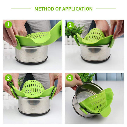 Universal Silicone Clip-On Pot and Pan Strainer by HitMyNeed