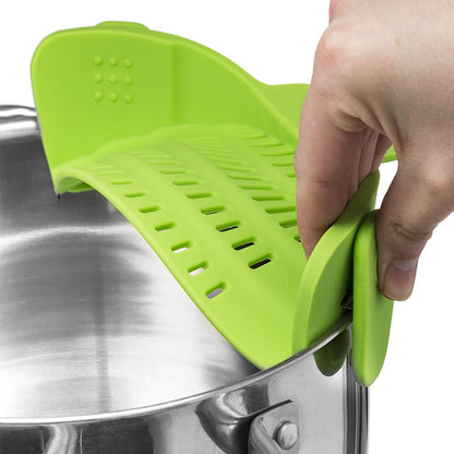 Universal Silicone Clip-On Pot and Pan Strainer by HitMyNeed