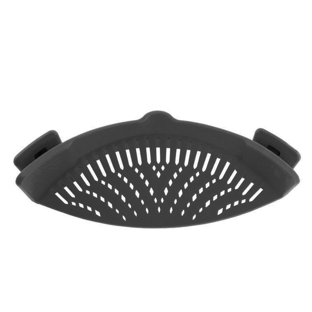Universal Silicone Clip-On Pot and Pan Strainer black by HitMyNeed