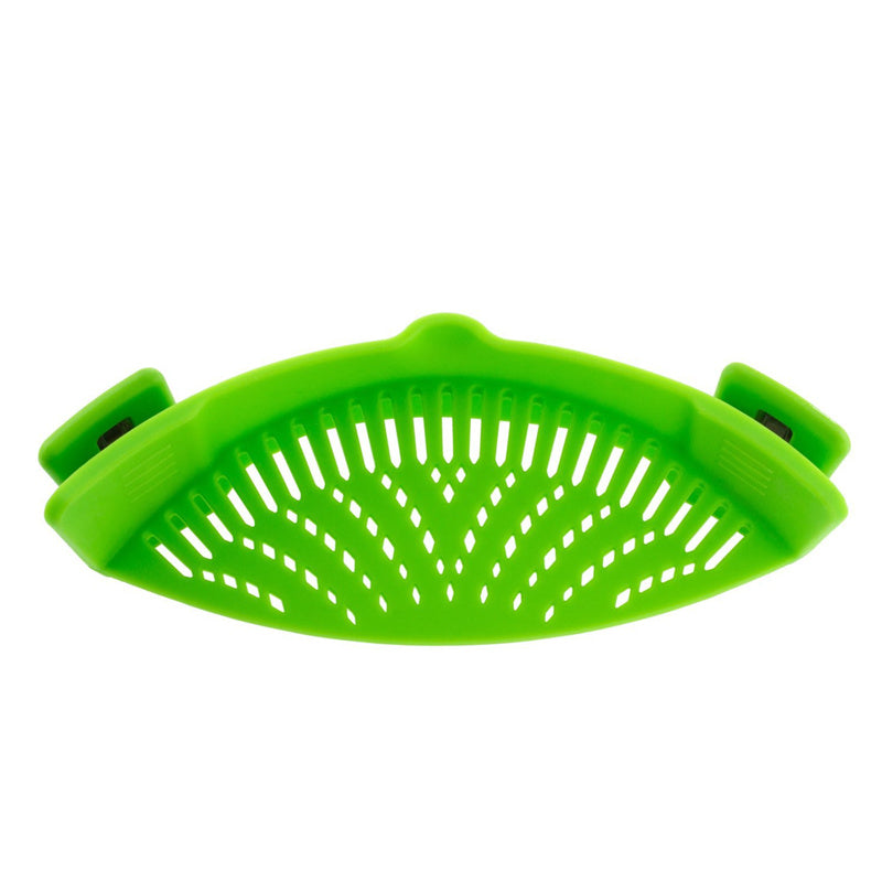 Universal Silicone Clip-On Pot and Pan Strainer green by HitMyNeed