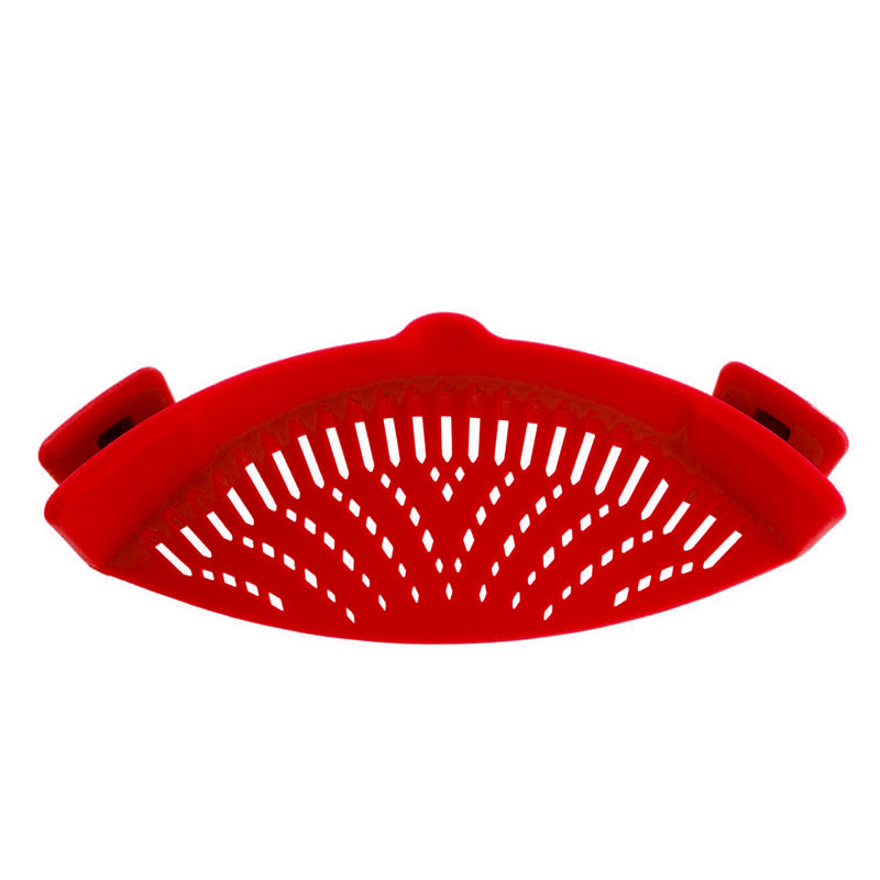 Universal Silicone Clip-On Pot and Pan Strainer red by HitMyNeed