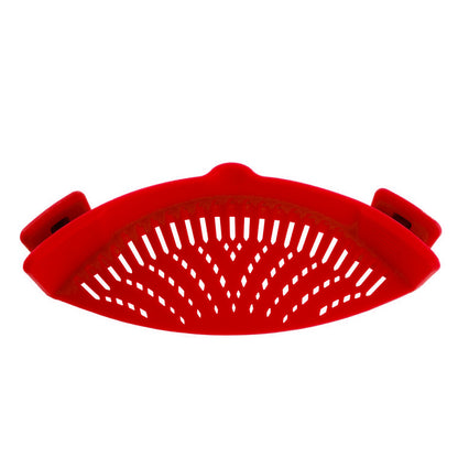 Universal Silicone Clip-On Pot and Pan Strainer red by HitMyNeed