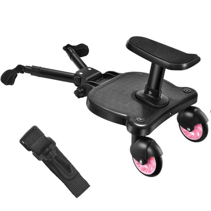 Universal Stroller Step Board Adapter with Seat double-wheel-pink by HitMyNeed