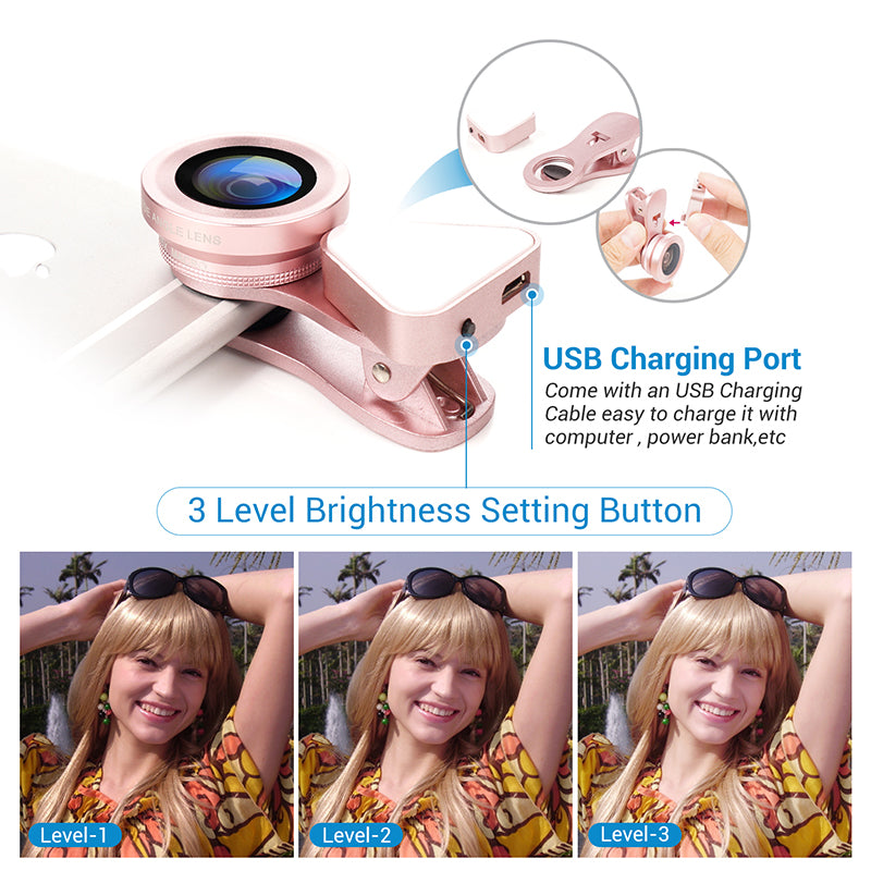 Universal Wide-Angle Selfie Lens with LED Light by HitMyNeed