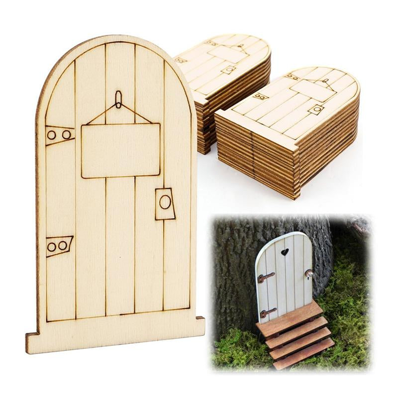Unpainted Wooden Fairy Doors, 50-Pack Garden Ornaments by HitMyNeed