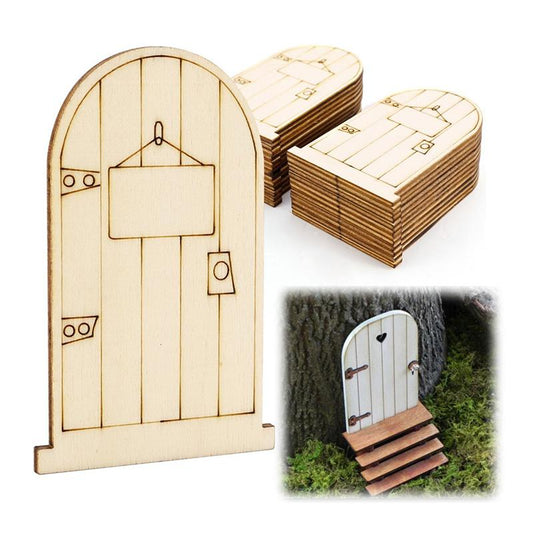 Unpainted Wooden Fairy Doors, 50-Pack Garden Ornaments by HitMyNeed