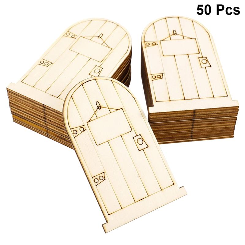 Unpainted Wooden Fairy Doors, 50-Pack Garden Ornaments by HitMyNeed