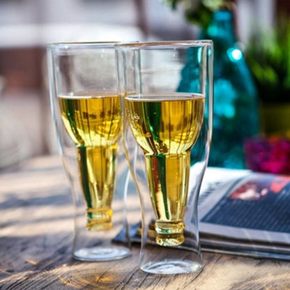 Upside Down Beer Bottle Double-Wall Glass 400ml by HitMyNeed