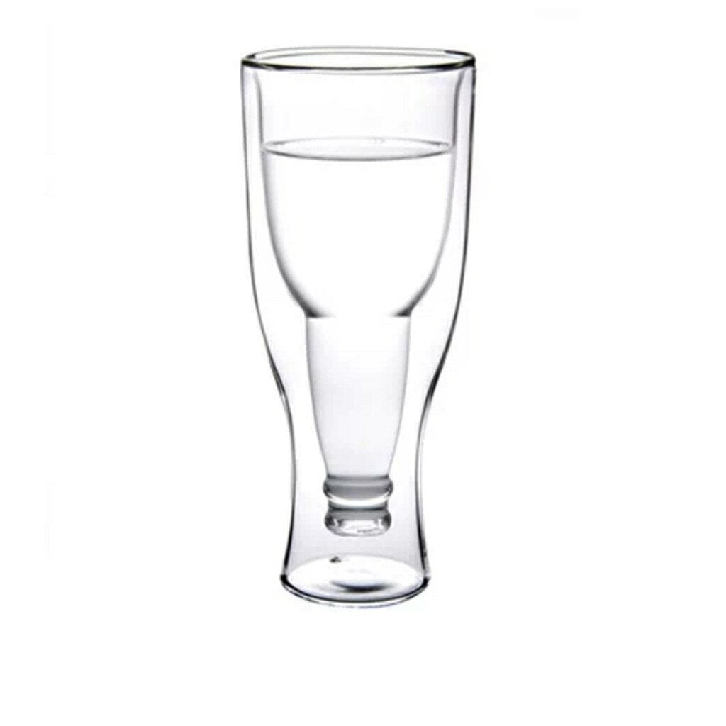 Upside Down Beer Bottle Double-Wall Glass 400ml by HitMyNeed