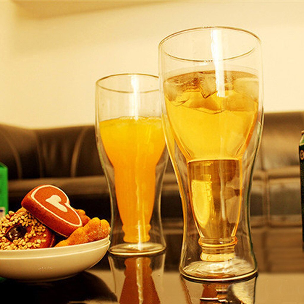 Upside Down Beer Bottle Double-Wall Glass 400ml by HitMyNeed
