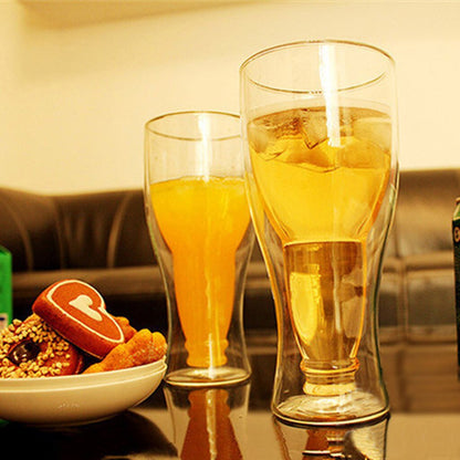 Upside Down Beer Bottle Double-Wall Glass 400ml by HitMyNeed