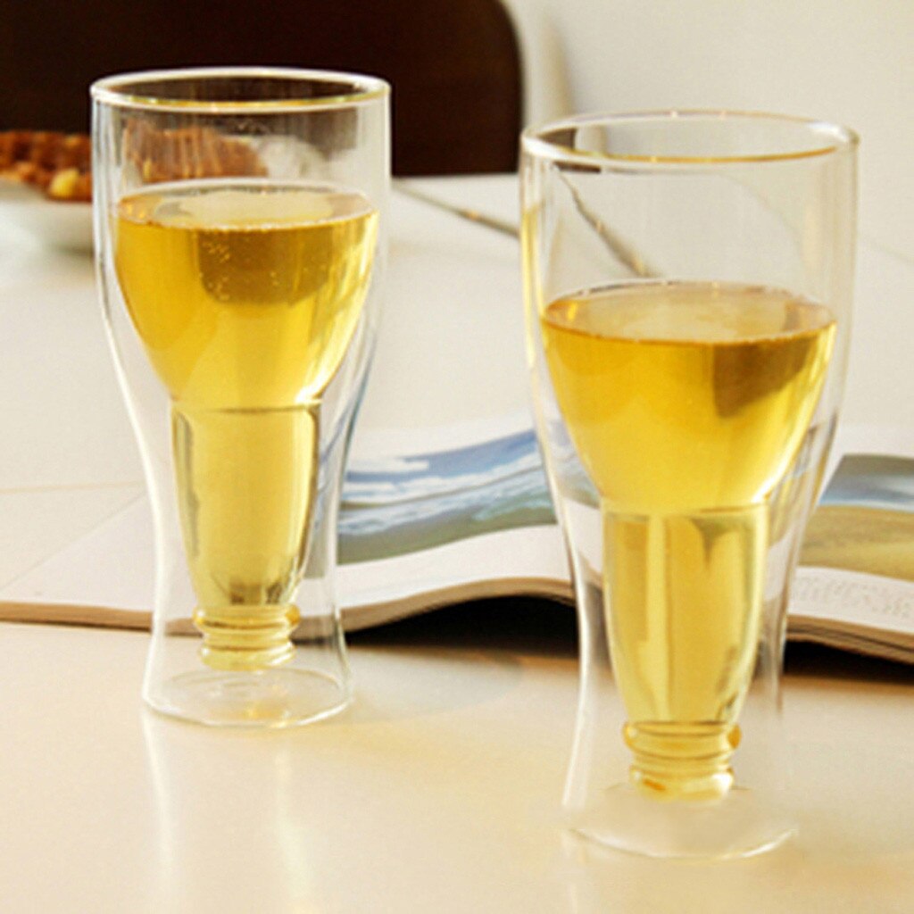 Upside Down Beer Bottle Double-Wall Glass 400ml by HitMyNeed