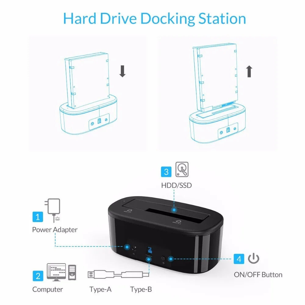 USB 3.0 SATA Hard Drive Docking Station 2.5/3.5" by HitMyNeed