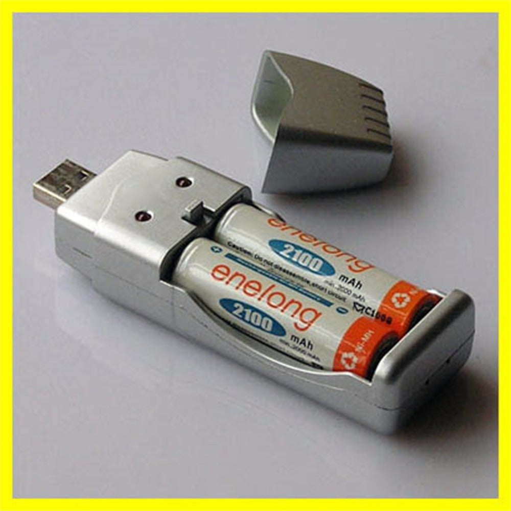 USB AA/AAA Ni-MH Battery Charger, 2-Slot by HitMyNeed