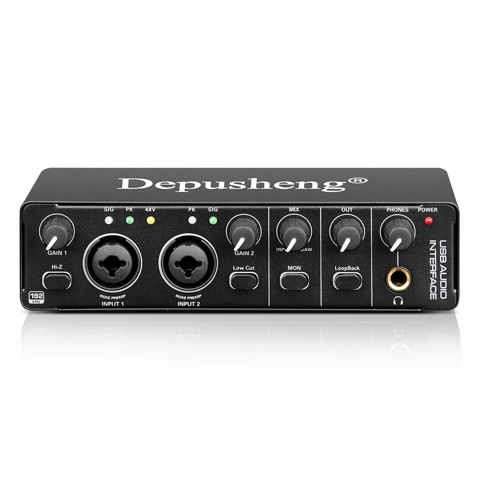 USB Audio Interface Sound Card with Mic Set 24‑bit/192kHz md22-black by HitMyNeed