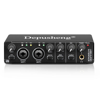 USB Audio Interface Sound Card with Mic Set 24‑bit/192kHz md22-black by HitMyNeed