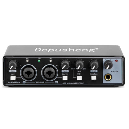 USB Audio Interface Sound Card with Mic Set 24‑bit/192kHz md22-grey by HitMyNeed