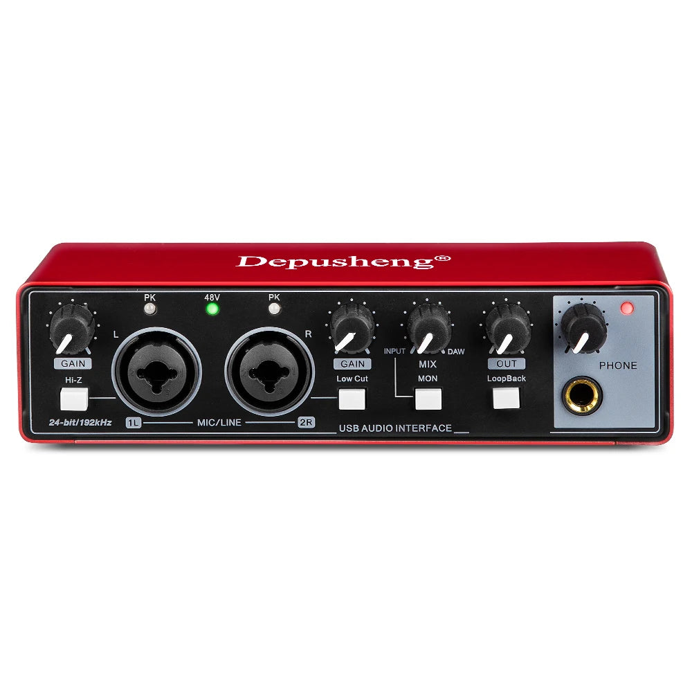USB Audio Interface Sound Card with Mic Set 24‑bit/192kHz md22-red by HitMyNeed