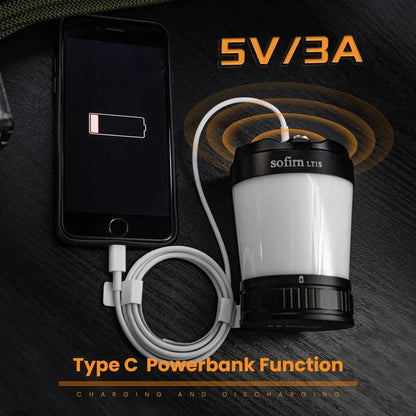 USB-C 21700 Rechargeable Camping Lantern with Power Bank by HitMyNeed
