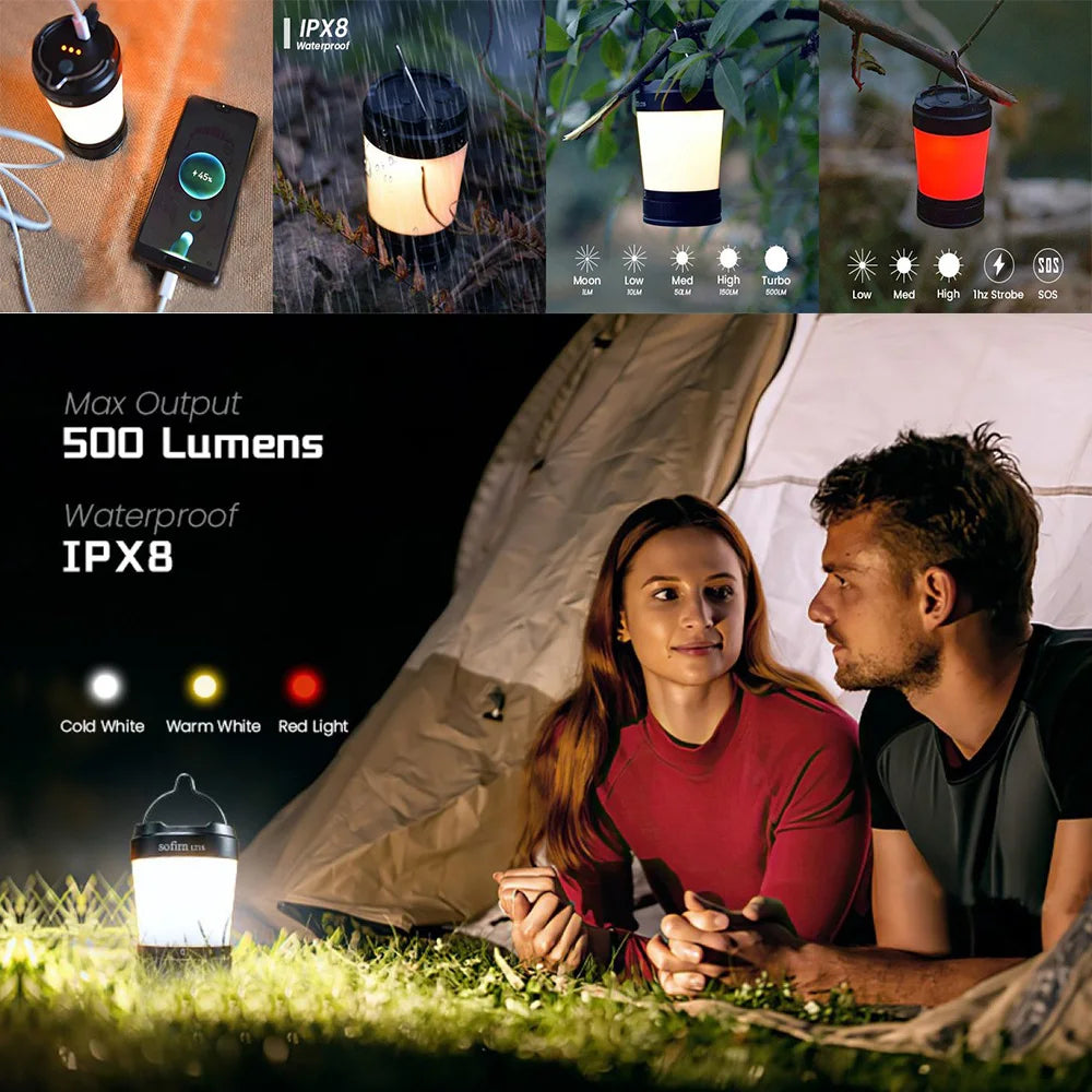 USB-C 21700 Rechargeable Camping Lantern with Power Bank by HitMyNeed