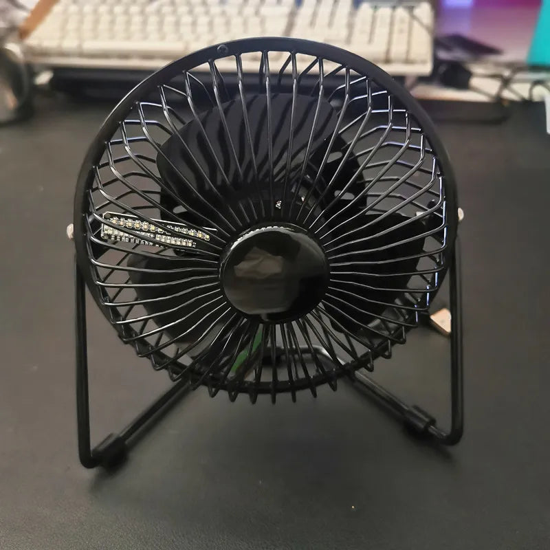 USB Desk Fan with LED Clock & Temperature Display by HitMyNeed