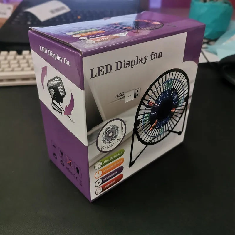 USB Desk Fan with LED Clock & Temperature Display by HitMyNeed