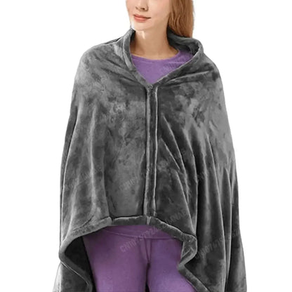 USB Electric Heated Coral Fleece Cape Blanket by HitMyNeed