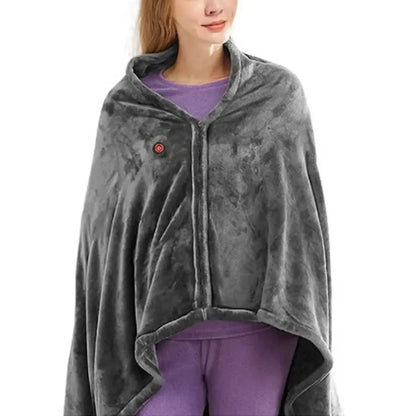 USB Electric Heated Coral Fleece Cape Blanket by HitMyNeed