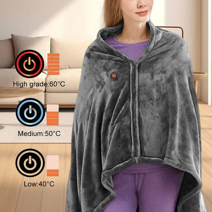 USB Electric Heated Coral Fleece Cape Blanket by HitMyNeed