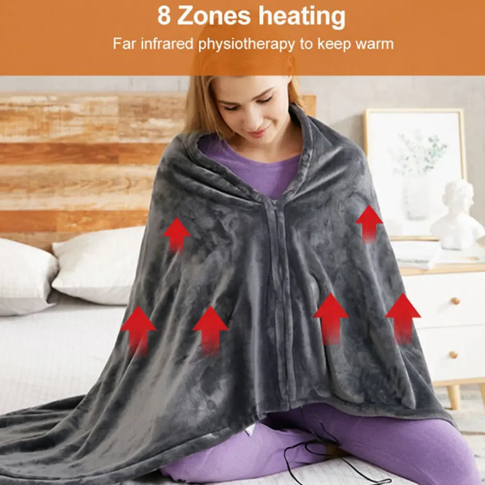 USB Electric Heated Coral Fleece Cape Blanket by HitMyNeed