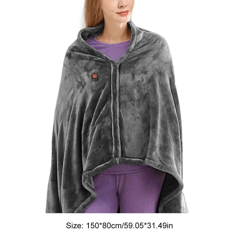 USB Electric Heated Coral Fleece Cape Blanket by HitMyNeed
