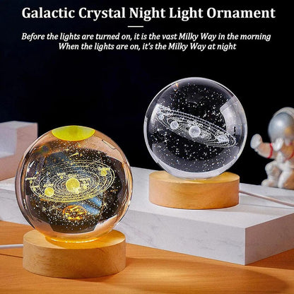 USB Galaxy Crystal Ball Night Light with Wood Base by HitMyNeed