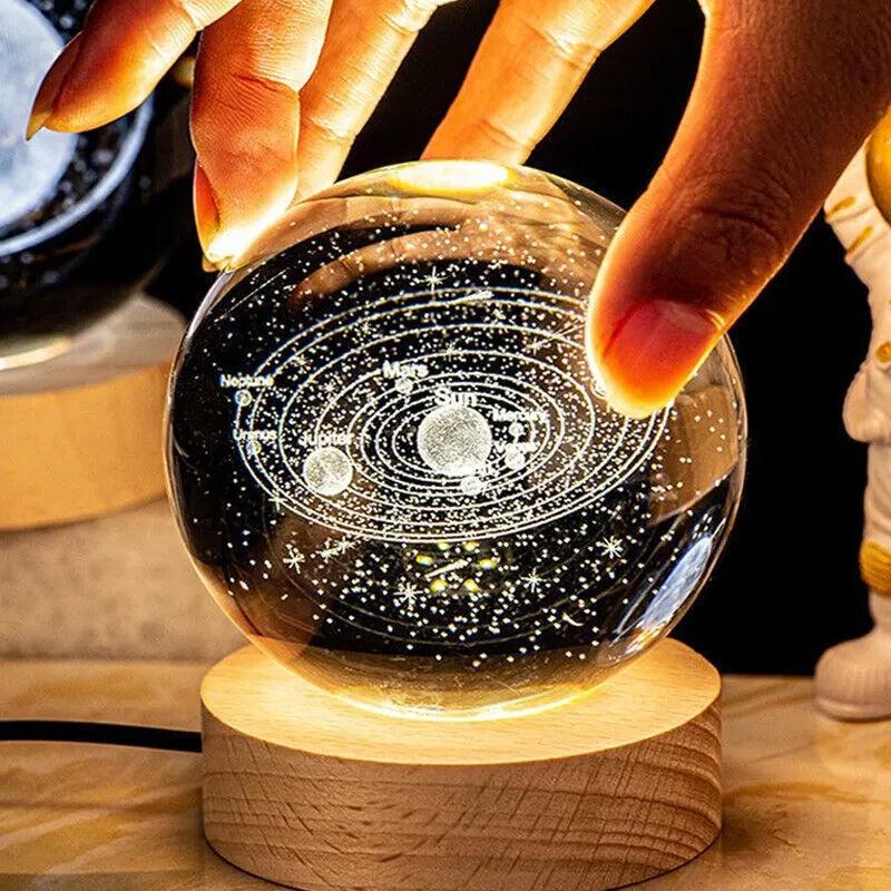 USB Galaxy Crystal Ball Night Light with Wood Base by HitMyNeed