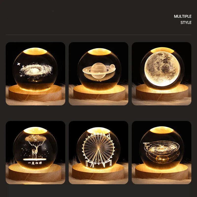 USB Galaxy Crystal Ball Night Light with Wood Base by HitMyNeed