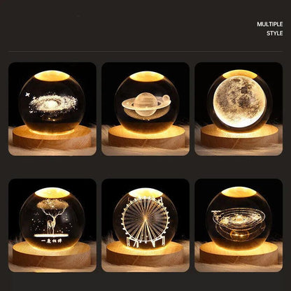 USB Galaxy Crystal Ball Night Light with Wood Base by HitMyNeed