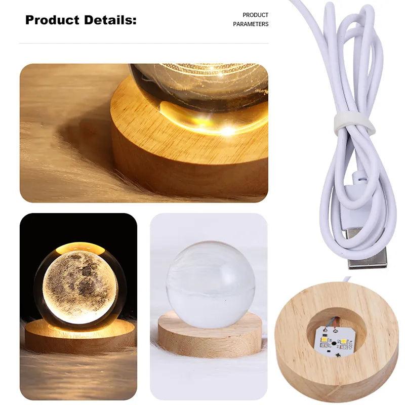 USB Galaxy Crystal Ball Night Light with Wood Base by HitMyNeed