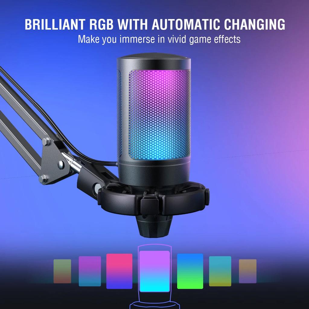 USB Gaming Microphone Kit with RGB and Arm Stand by HitMyNeed