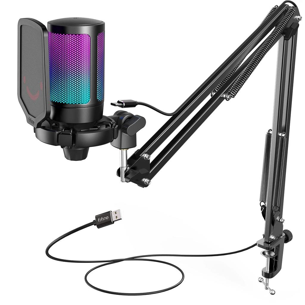 USB Gaming Microphone Kit with RGB and Arm Stand black by HitMyNeed