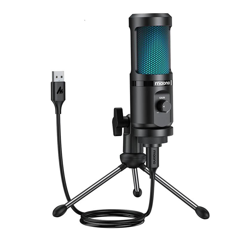 USB Gaming Microphone with RGB, Tripod & Gain Control by HitMyNeed