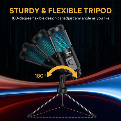 USB Gaming Microphone with RGB, Tripod & Gain Control by HitMyNeed
