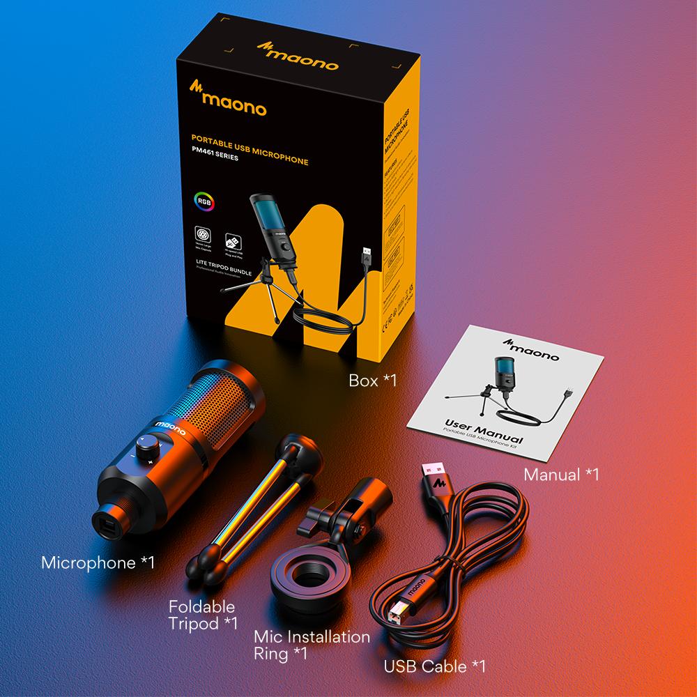 USB Gaming Microphone with RGB, Tripod & Gain Control by HitMyNeed