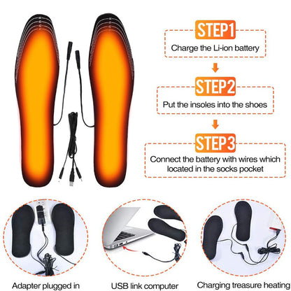 USB Heated Insoles with 3 Heat Levels for Winter Comfort by HitMyNeed