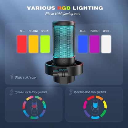 USB Microphone with Headphone Monitoring & RGB Lights by HitMyNeed