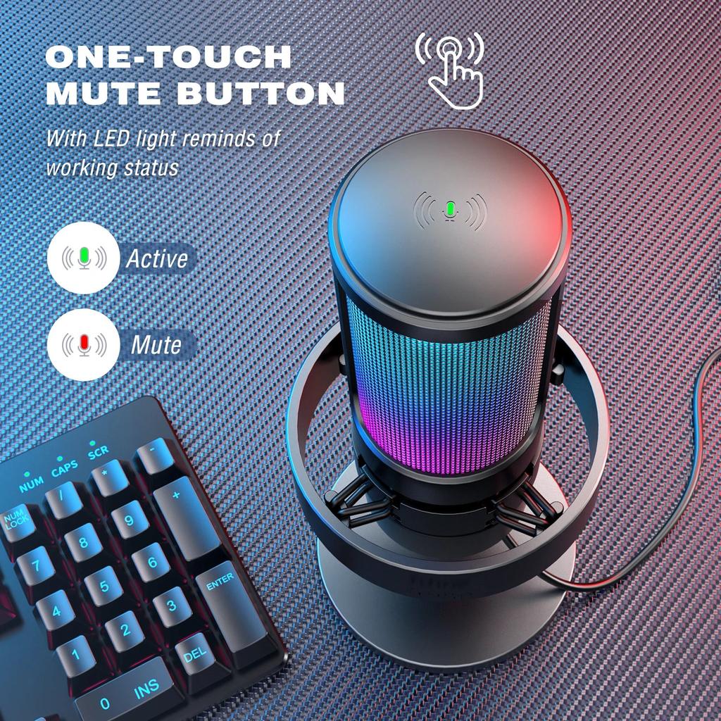 USB Microphone with Headphone Monitoring & RGB Lights by HitMyNeed