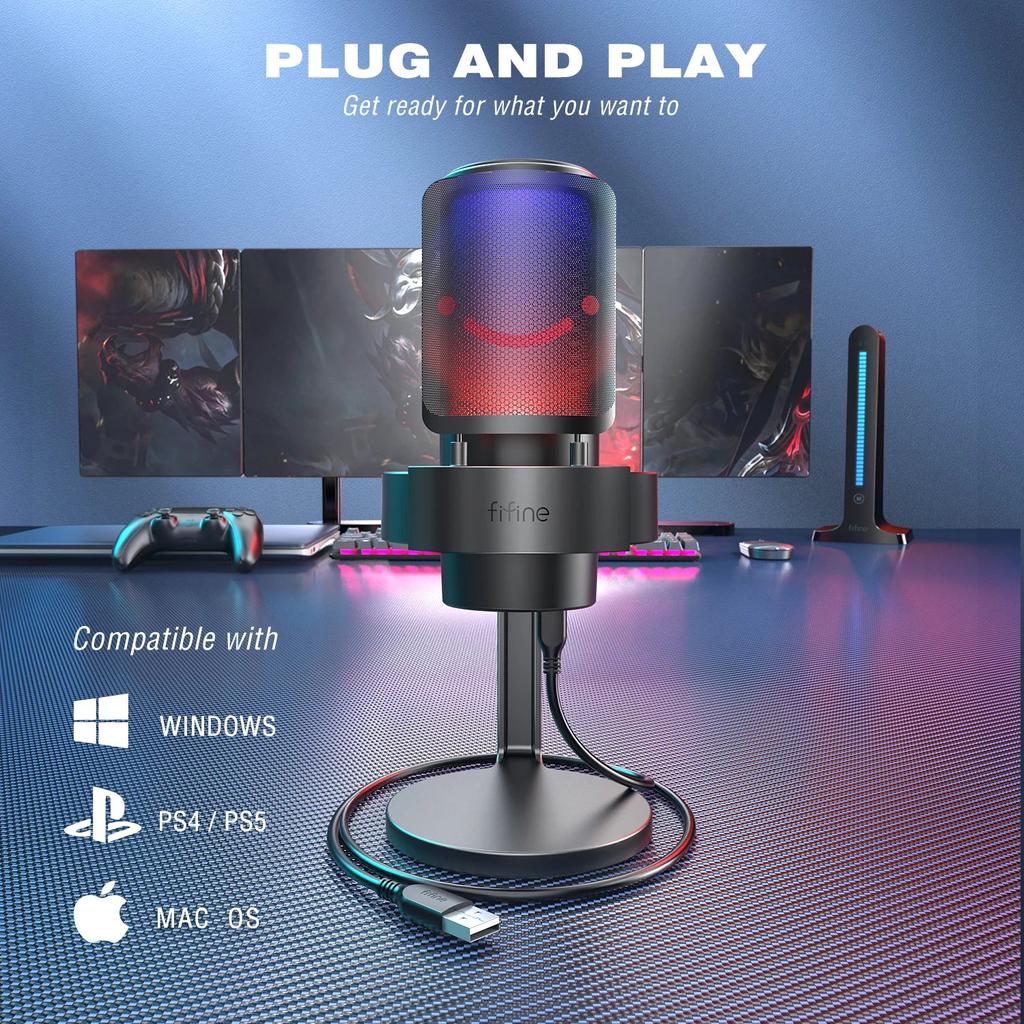 USB Microphone with Headphone Monitoring & RGB Lights by HitMyNeed