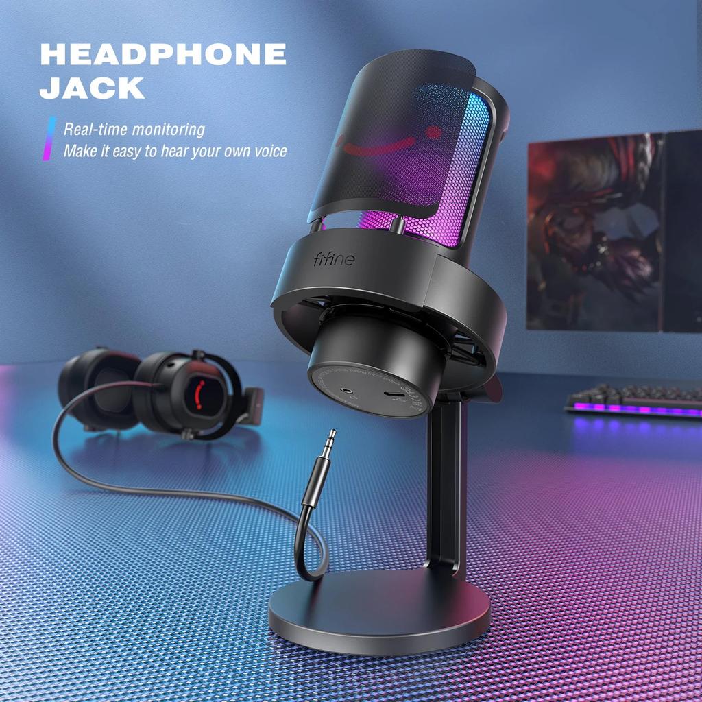 USB Microphone with Headphone Monitoring & RGB Lights by HitMyNeed