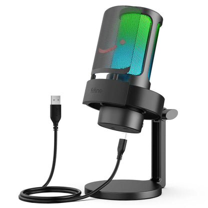 USB Microphone with Headphone Monitoring & RGB Lights black by HitMyNeed